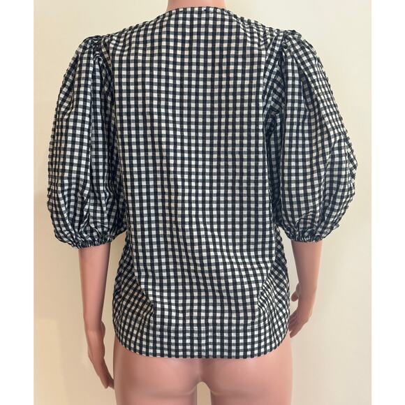 Ganni Black and White Checkered Top - Picture 6 of 16